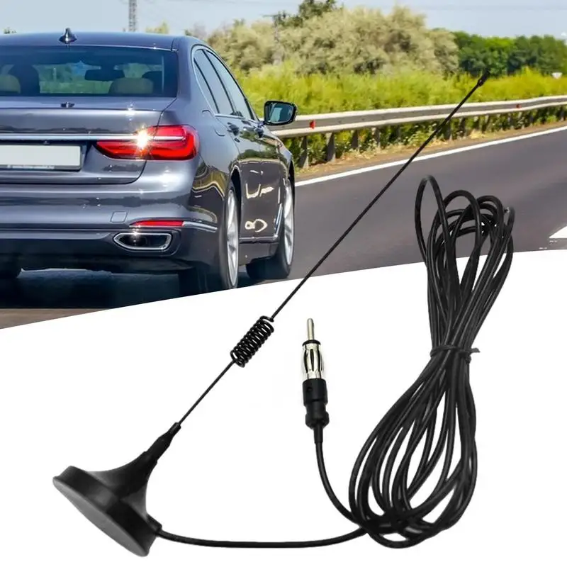 

Car Antenna Black FM Radio Antenna With Magnet Base 3M Auto Antenna Replacement Improve Receiving Range Signal Enhancement