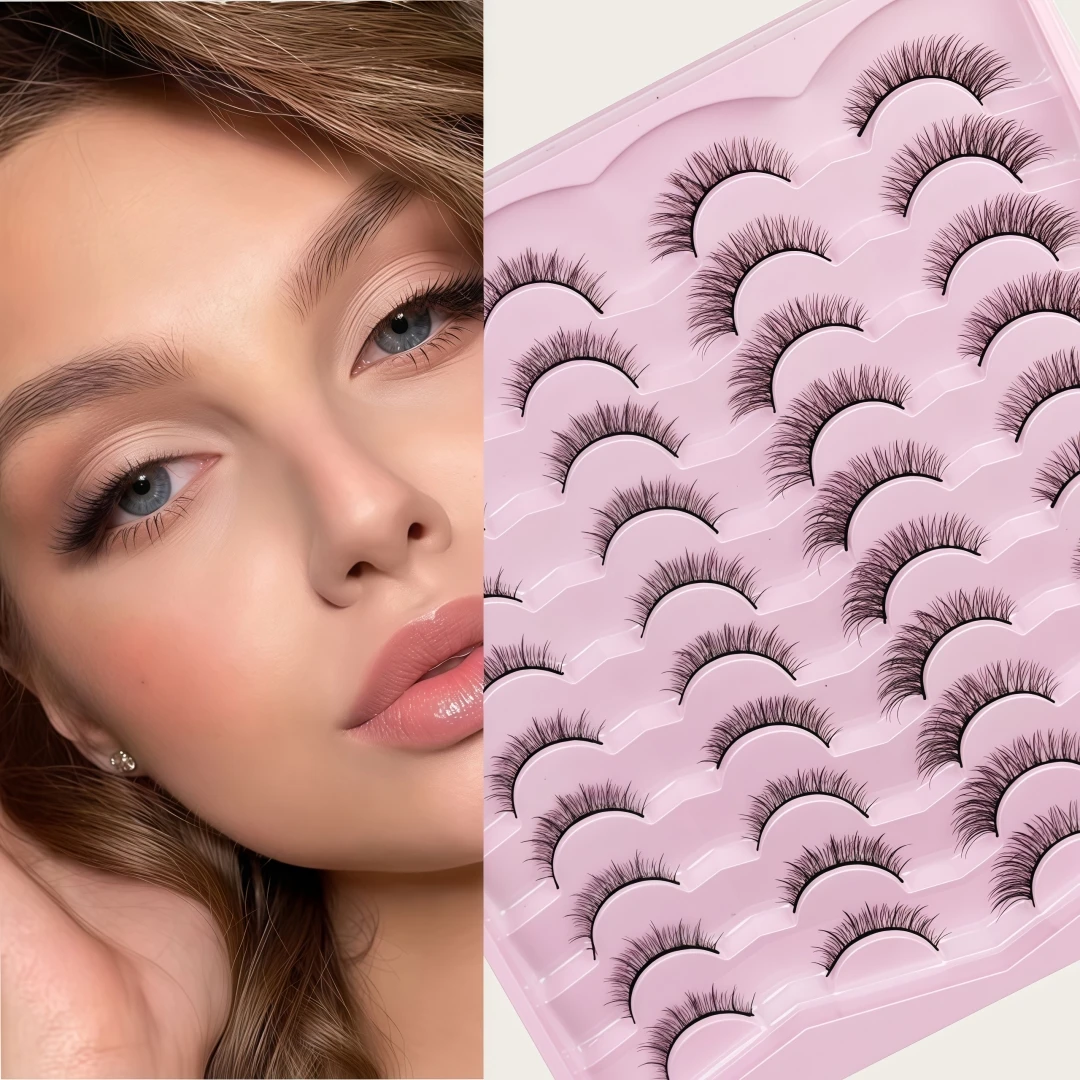 20 Pairs Mixed Luxury 3D Faux Mink Cat-Eye False Eyelashes Set - Fluffy & Dense, Curly & Natural, Reusable, Easy to Apply - Suit