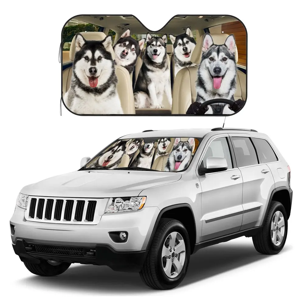 Alaskan Malamute Driving Car Interior Front Windshield Sun Shade,Boxer Auto Accessories Sunshade for SUV- Blocks Uv Rays Protect