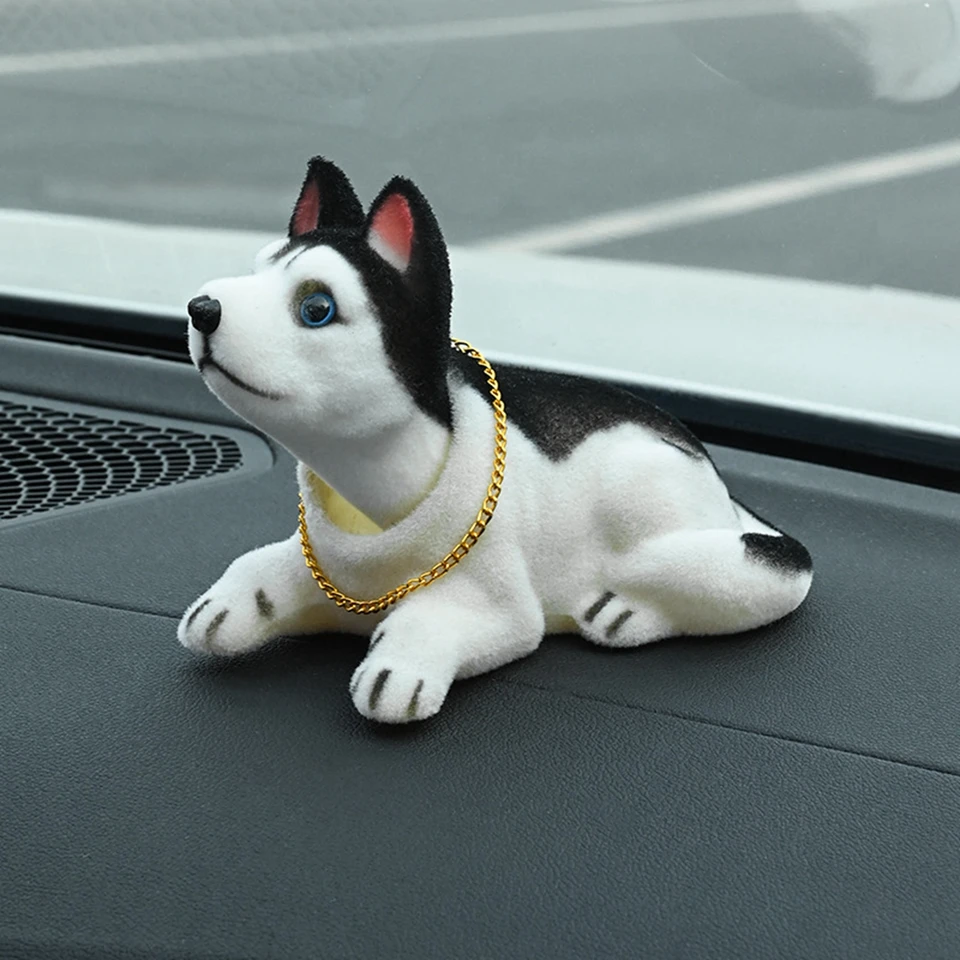 クリエイティブボブルヘッド犬フィギュアオーナメント像かわいい首振り