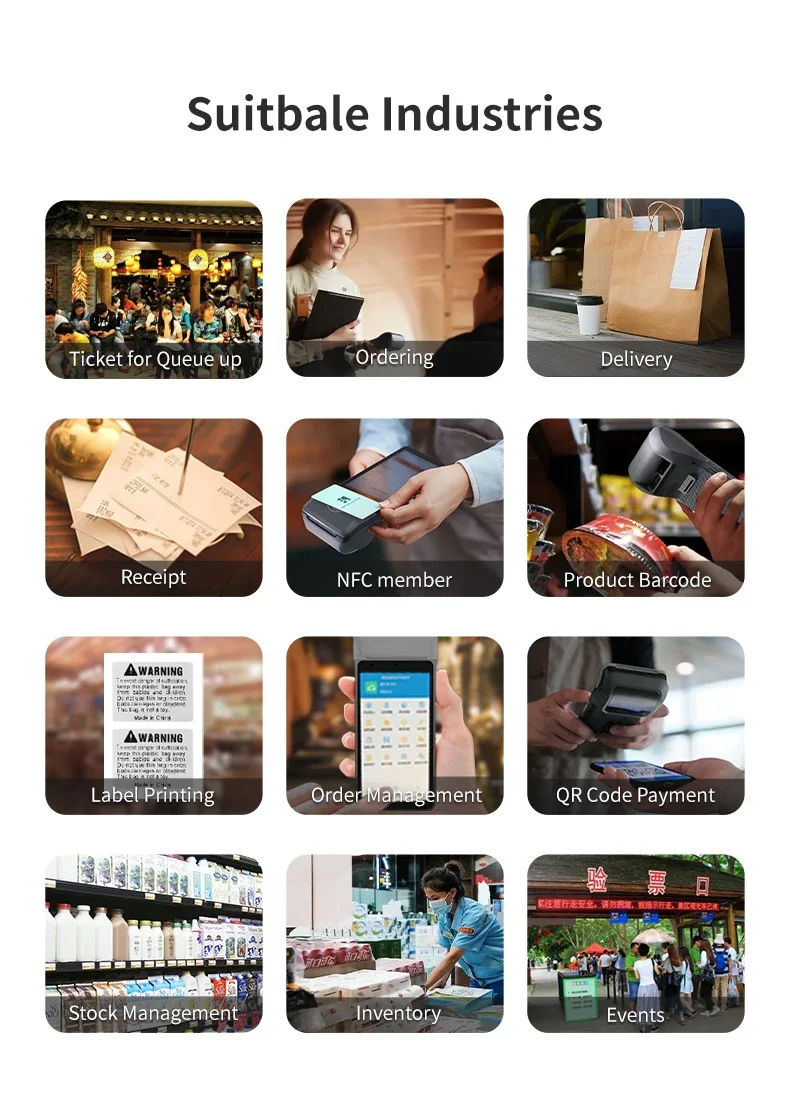 Mobile GPS Wireless NFC/4G/WLAN Large Screen 4Core 2.0Ghz 2G+16G Handheld 58mm Receipt Printer POS Machine For The Cashier H3