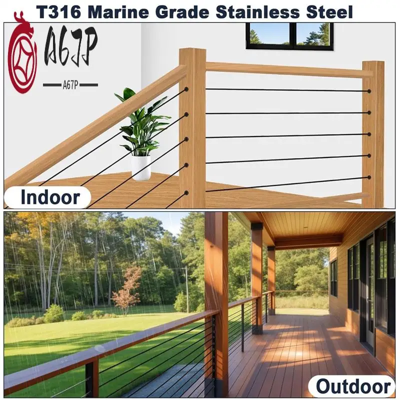 

A67P-80PCS Stainless Steel Protector Sleeves For 1/8In Wire Rope Cable Railing,T316 Marine Grade Protective For Wood Posts