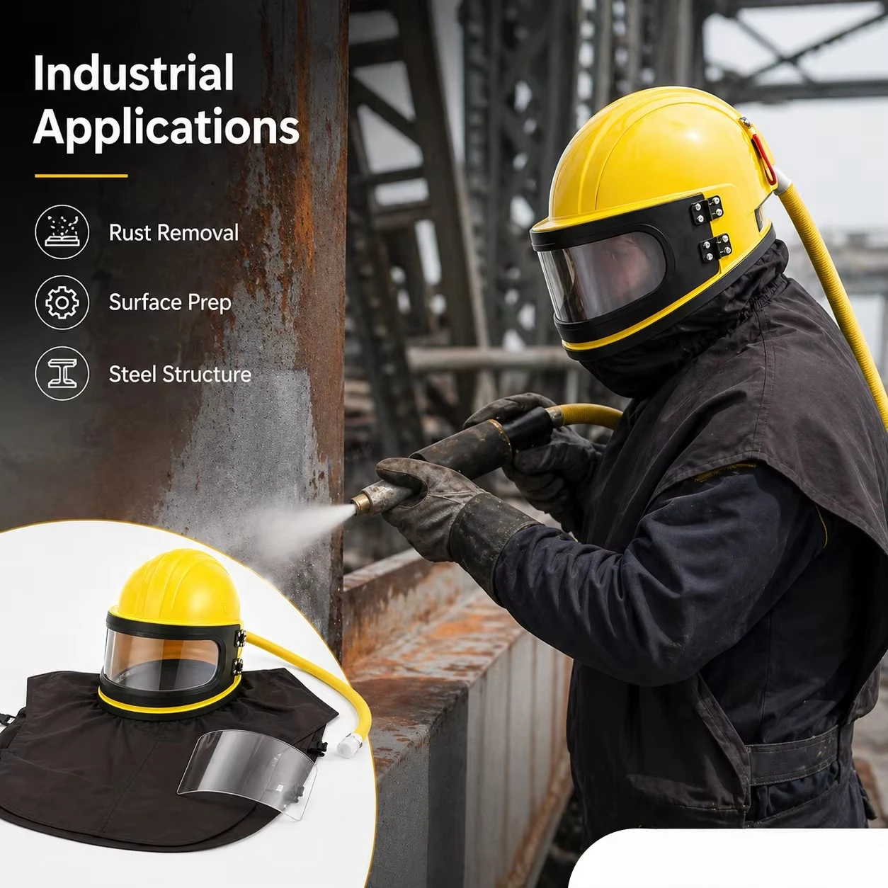 Respirator Breathing Ce Active Carbon Fed Hoods Protective Hoses Filtr Hood Sand Blasting Sandblastic Suit Sandblasting Helmet