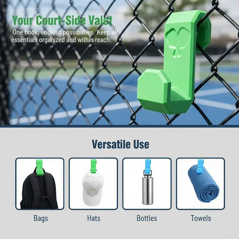 Easy Install Tennis Fence Hook Portable Durable Cup Holding Rack Accessory for Home Backyard Court Sports Games view 3