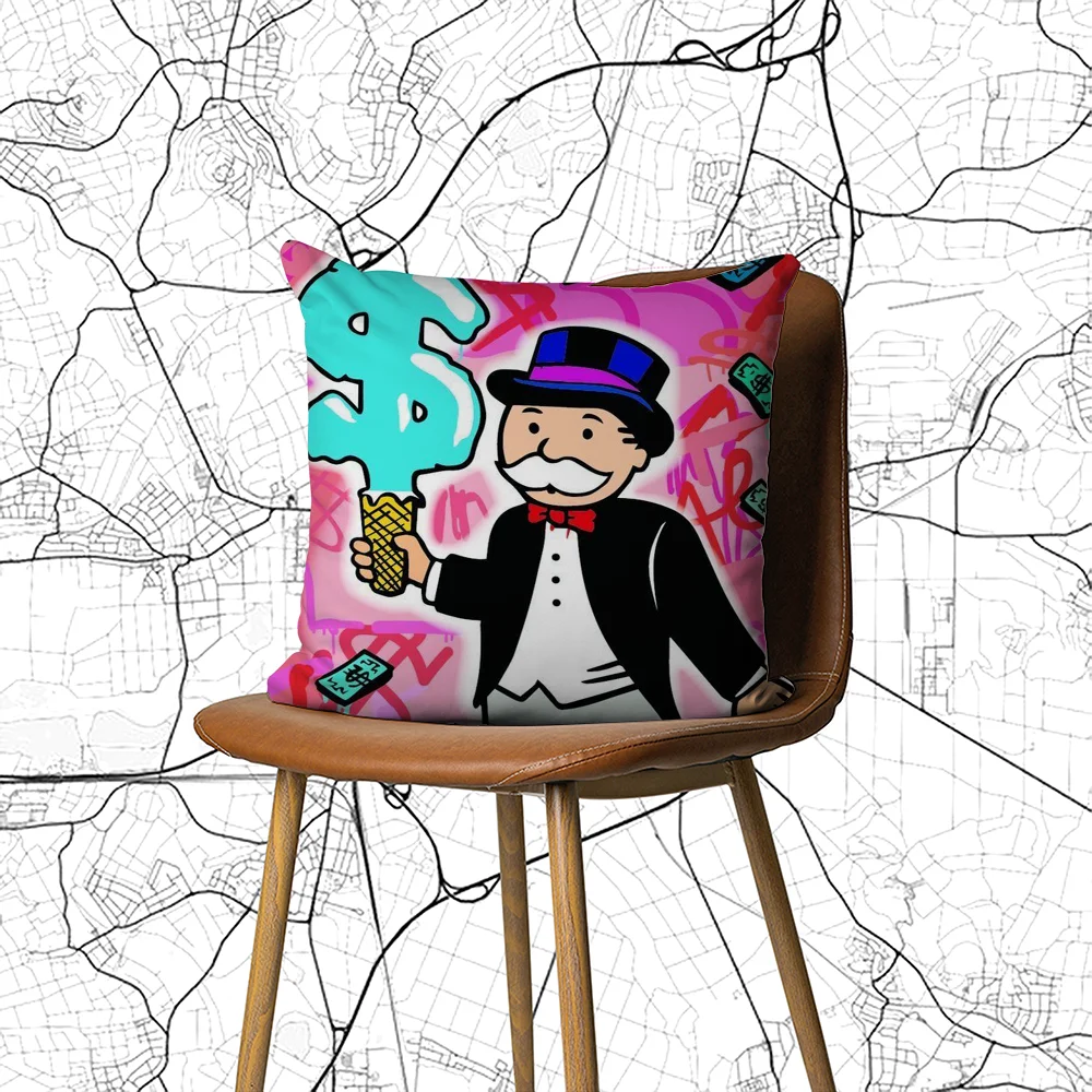 Alec M-Monopoly Pillow Case DIY Pillowcase Home Office Decorative Pillowcase Bedroom Sofa Car Cushion Cover 45x45 cm