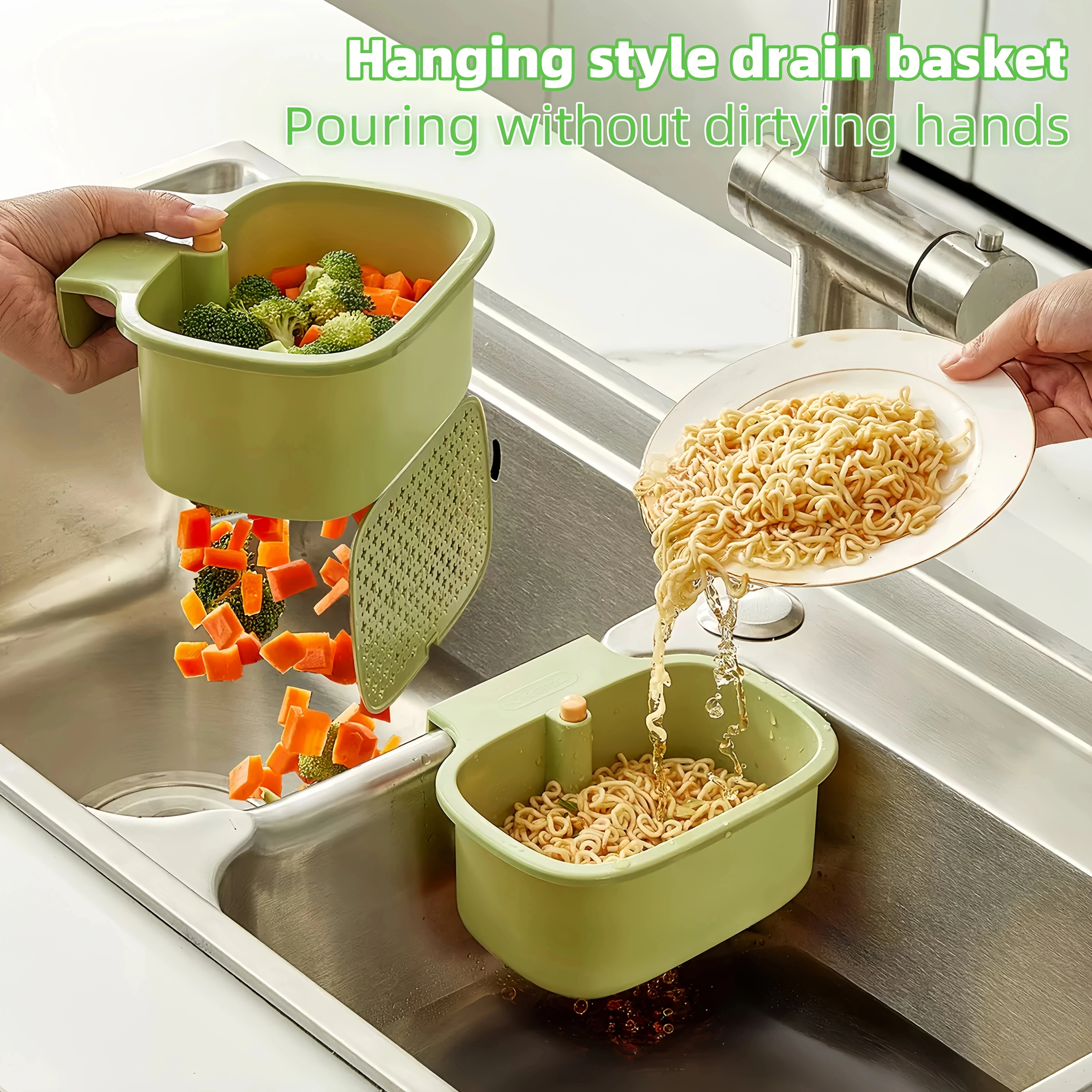 

1pc Food Waste Sink Filter Non-Slip Hanging Plastic Drain Basket for Kitchen Fruit & Vegetable Storage and Soup Strainer