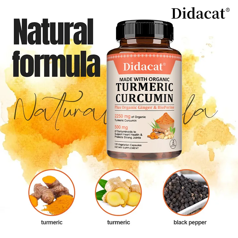 Organic Curcumin 2250 Mg + Bioperine, Highly Absorbed, Supports Cardiovascular and Joint Health