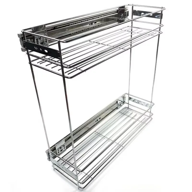 Kitchen drawer side hanging folding wire household storage basket pull out drawer wire basket