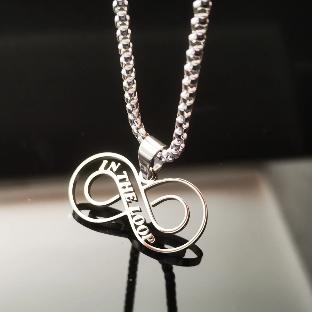 Mens Gifts Jewelry Cool ICP Stainless Steel In the Loop Pendant Necklace Rolo Chain 24inch Silver