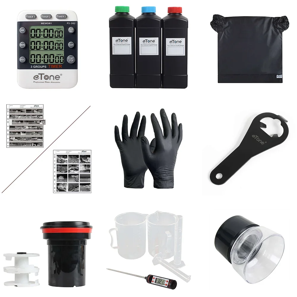 

Film Developing Kit 35mm Film Opener Processing Tank Chemical Bottles 120/135 Acid-free Storage Bag Darkroom Accessories Timer