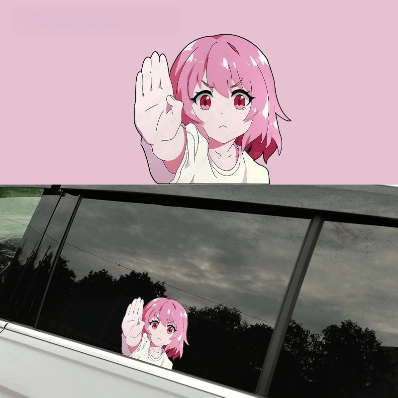 1Pc 12.95cm Anime Girl Scratch-Proof Waterproof JDM Sticker for Fridge,Window,Car,VAN Decor