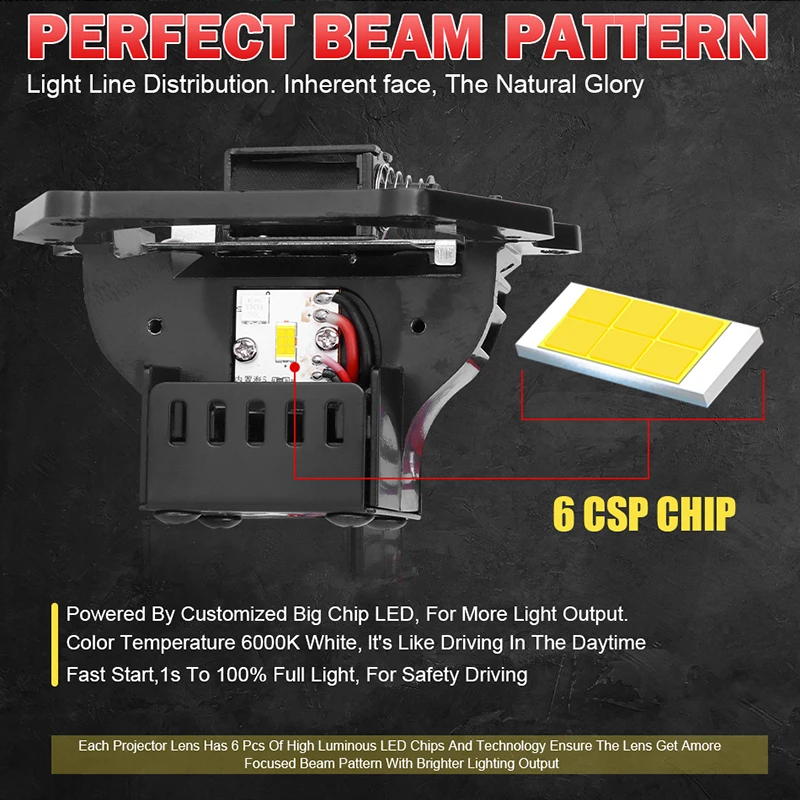 2pcs 3 Inch Bi Led Projector Lens For Headlight Hella 3R 6000K H7 H4 HB3 HB4 Auto Lamp 300W Hi/Low Beam Universal Car Accessorie