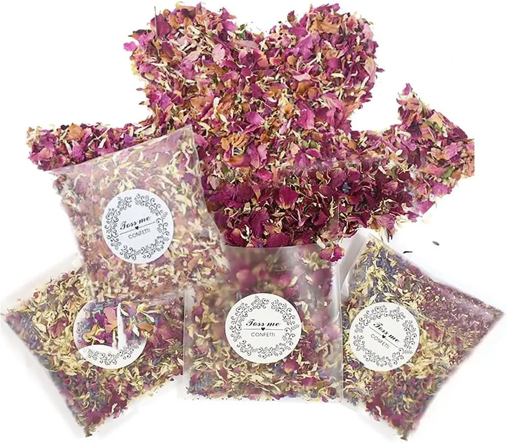 

15 Pcs Wedding Confetti, Natural Dried Flower Cones, Biodegradable Rose Petals for Party Decoration