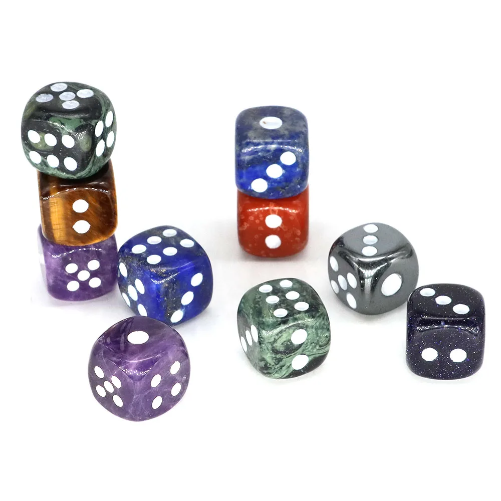 15mm Natural Crystal Stone D6 Dice Table Playing Game Tools Family Party Bar Club Entertainment Accessories Home Decoration Gift