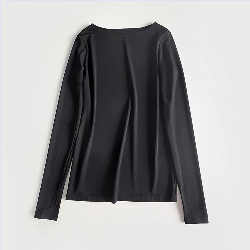 Swedish niche autumn and winter lightweight elastic skin friendly viscose long sleeved T-shirt base top