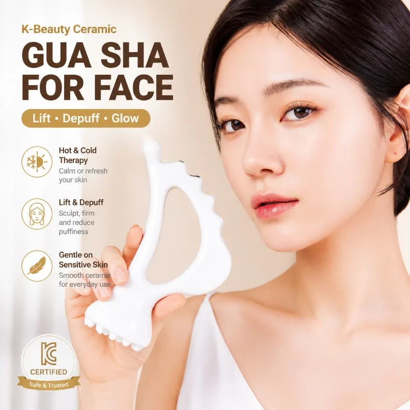 Ceramic Gua Sha Board Facial Body Massage Beauty Plate Meridian Scraping Tool Acupoint Tendon Massager Stick Portable Skin Care