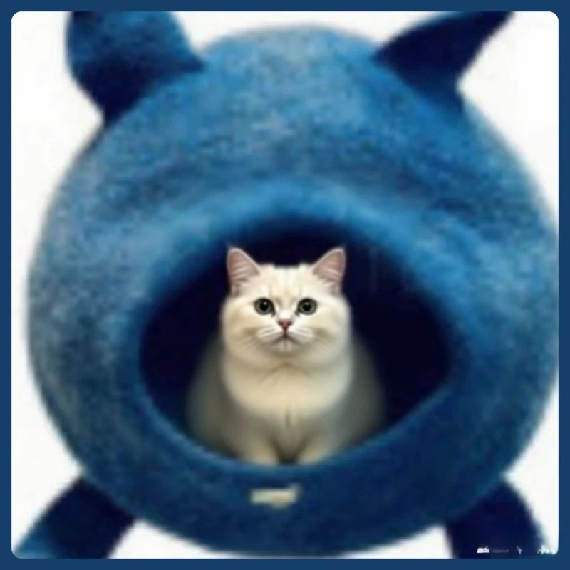 

Nepali Style Felt Cat House Handmade Wool Pet Bed Cozy Sleeping Mat for Cats Eco Friendly Feline Nest