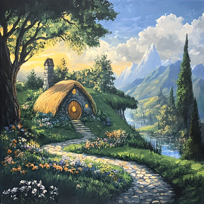 Micro puzzle ​Mini Size Puzzle Forest Stone House 1000 Piece Paper Jigsaw Puzzle for Nature Lovers - 38x38cm Serene Landscape