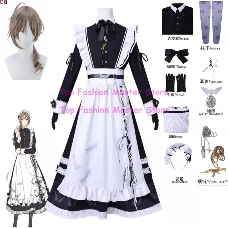 

Vtuber Kanae Cosplay Costume Japanese Style Maid Outfit Black White Long Dress Lolita Unisex Men Women Anime Party Roleplay Suit