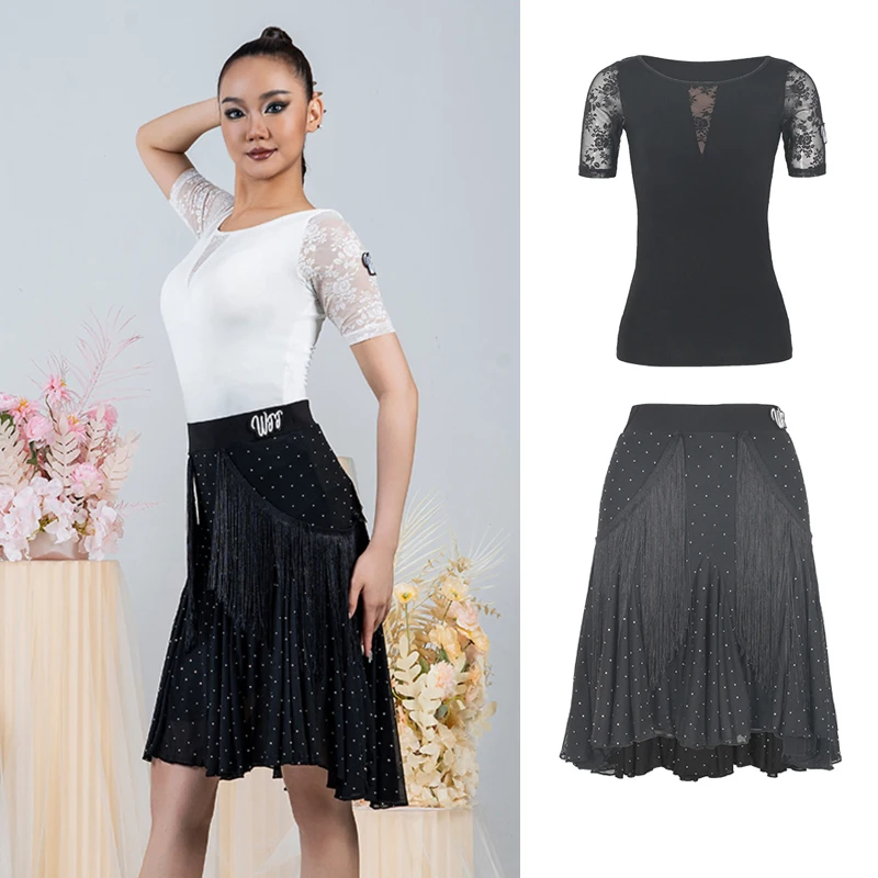 

Fashion Samba Latin Dance Competition Costumes Women Latin Tops Fringed Skirt Adults Chacha Latin Dance Party Clothing SL12980