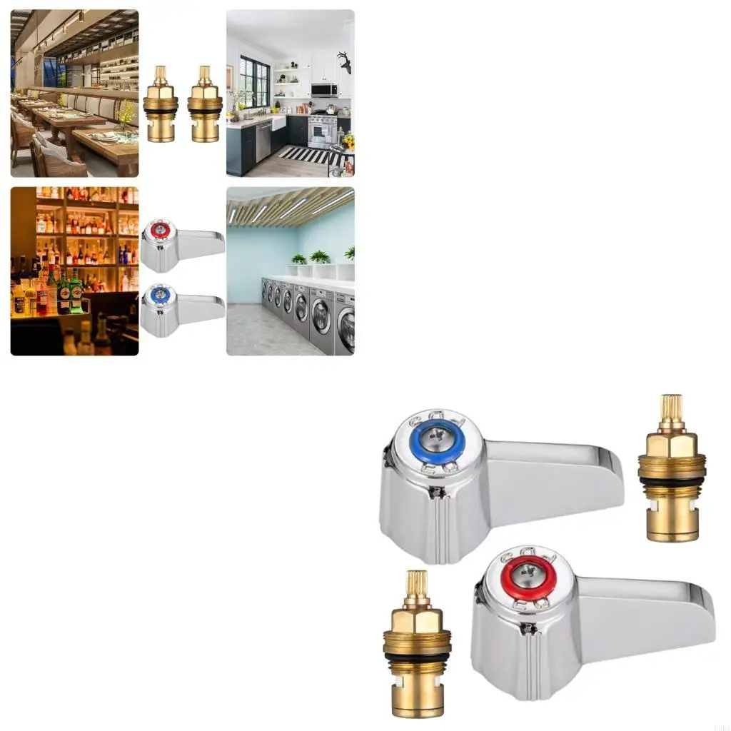 

Hand Wash Sink Faucet Handle Kits Faucet Valves Hot and Cold Knob Handle with Stem for Kitchen & Bathroom Knob Handles