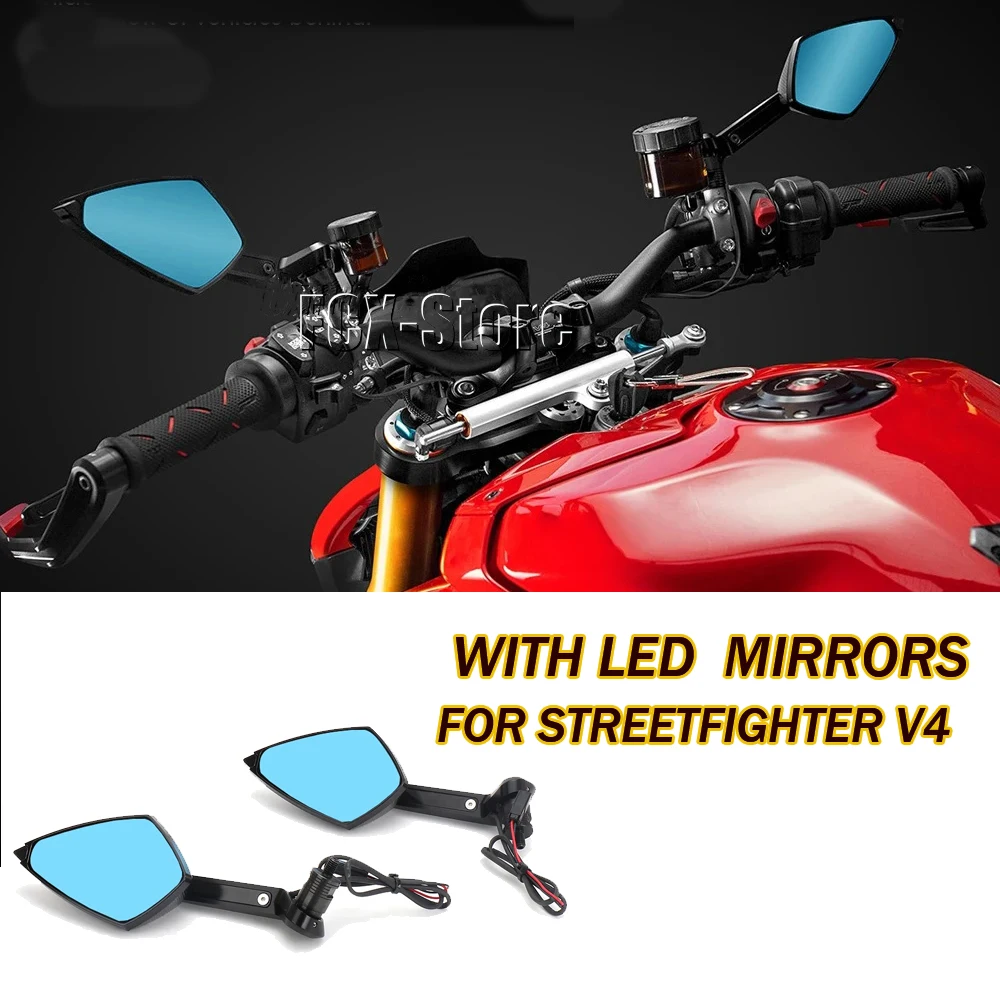 For Ducati Streetfighter V4 STREETFIGHTER V4 New Side Mirrors With LED Turn Signal Indicator Motorcycle Rearview Mirror