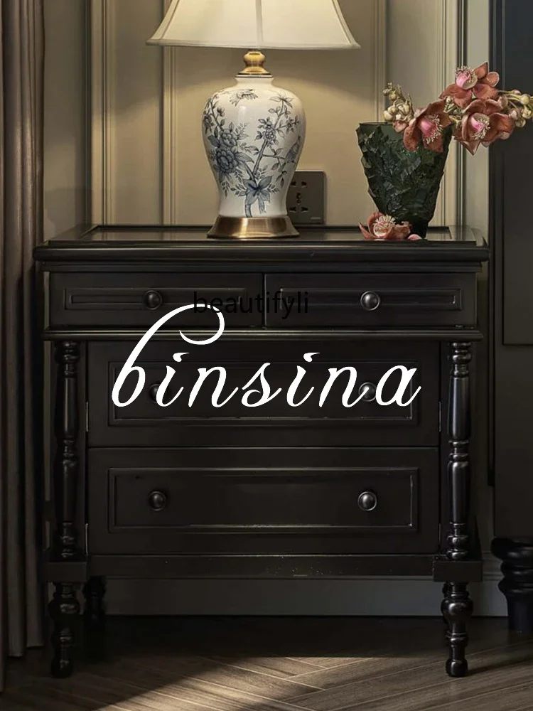 

Black Bedside Table/Master Bedroom Bedside Cabinet/Black Locker Storage Cabinet/