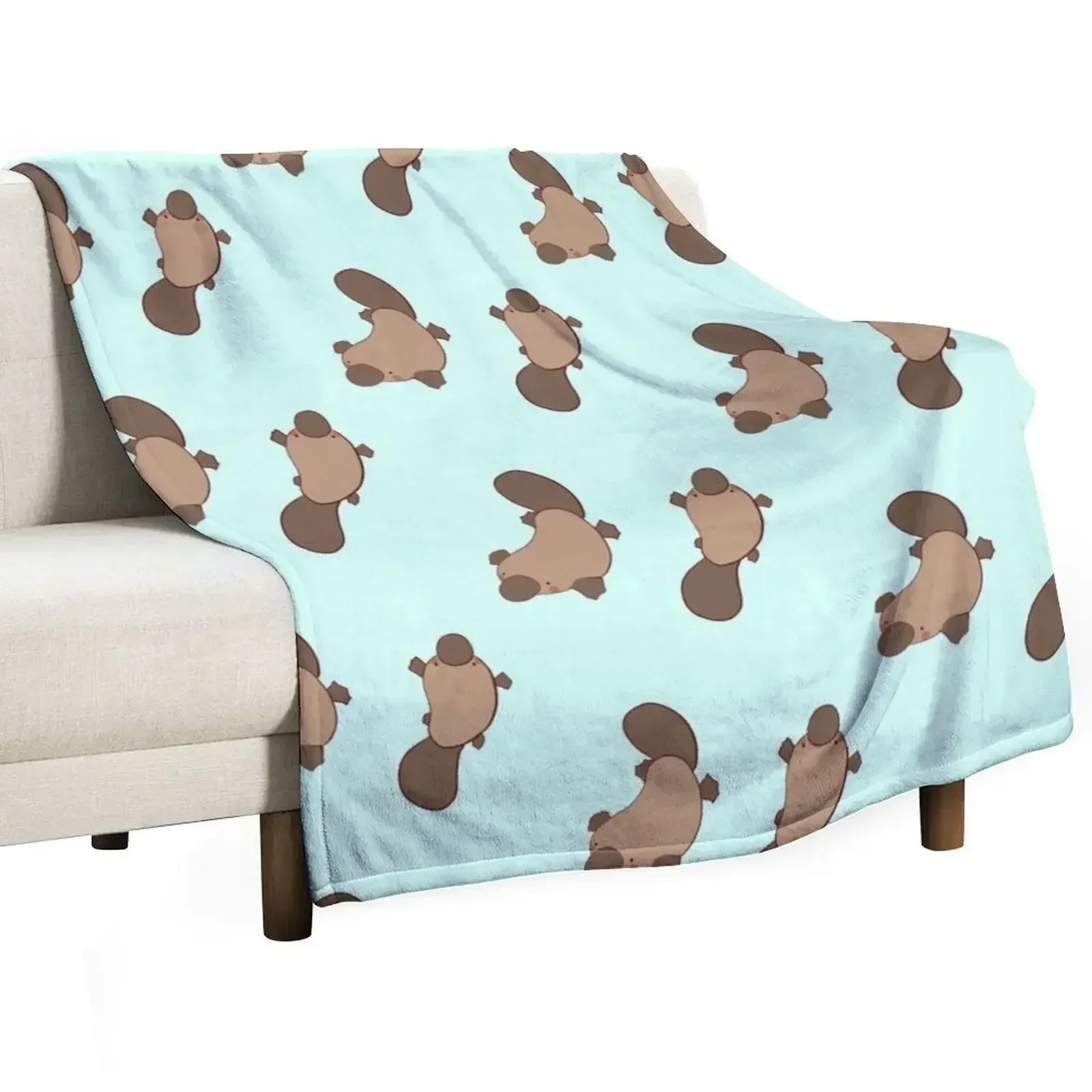 Platypus illustration Throw Blanket heavy to sleep Flannel Fabric Blankets