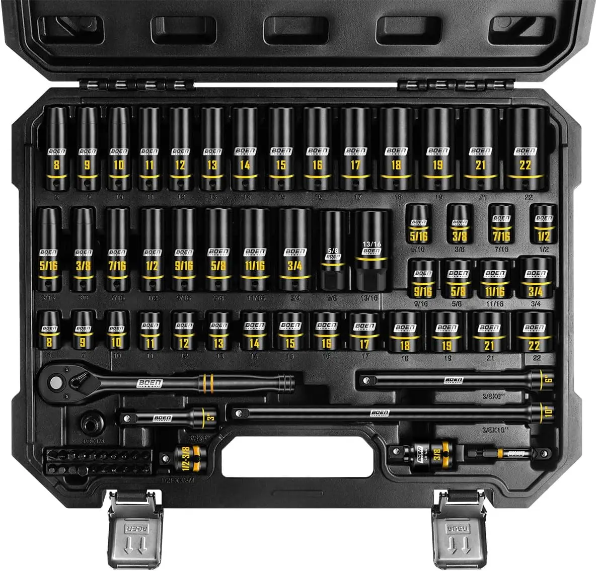 3 8 Drive Impact Socket Set 74PCS Metric 8 22mm SAE 5 16 3 4 6 Point Deep Shallow Sockets Ratchet Extension Bars Spark Plug Sock