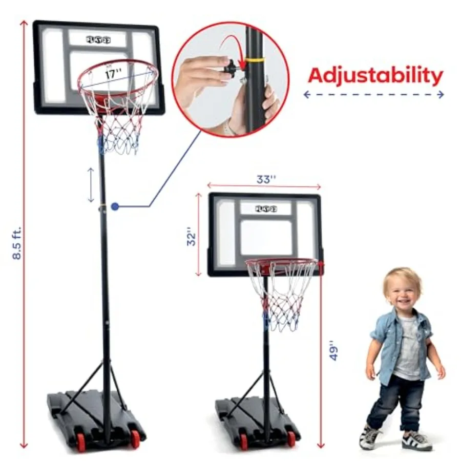 バスケットボールフープ 屋外用 33インチ バックボード 高さ70～84インチ調節可能 ポータブルバスケットゴール ティーンエイジャーと若者向け