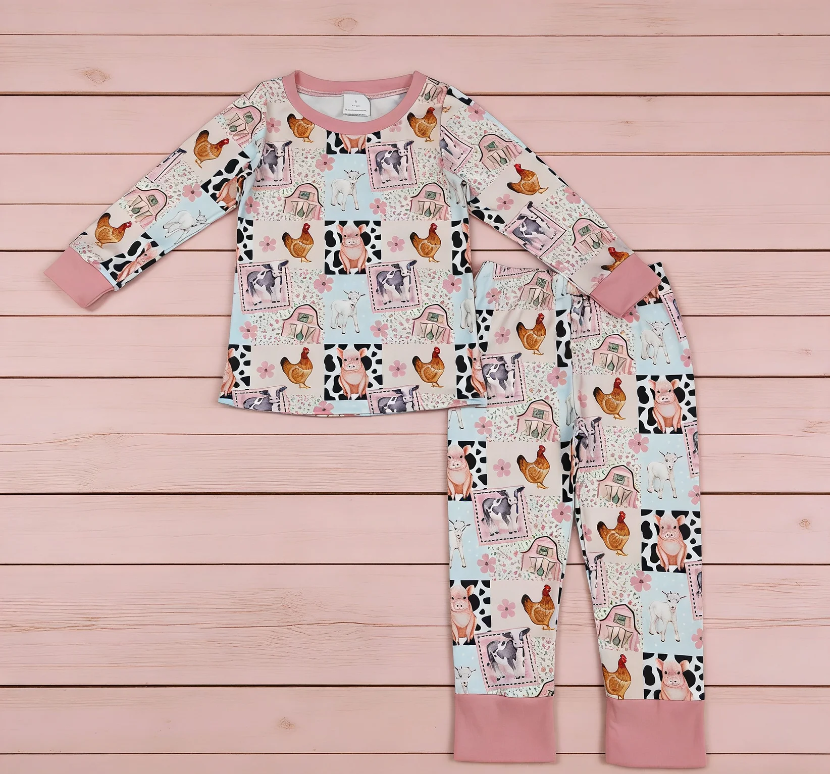 

Z1126-18 GLP2805 Kids Outfit Long Sleeve Farm Print Top With Pants Set Children Boutique Clothes