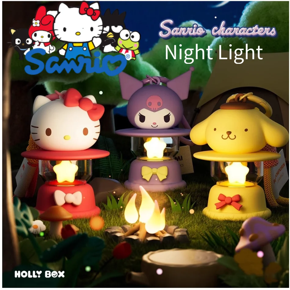 

New Sanrio Night Light Pendant Toys Anime Kuromi Pochacco Cinnamoroll Melody Keychain Ornaments For Kids Christmas Present