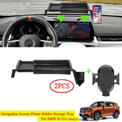 For BMW X1 U11 2023 2024 Car Navigation Screen Mobile Phone Holder Mount Organizer Storage Tray Auto Accessories