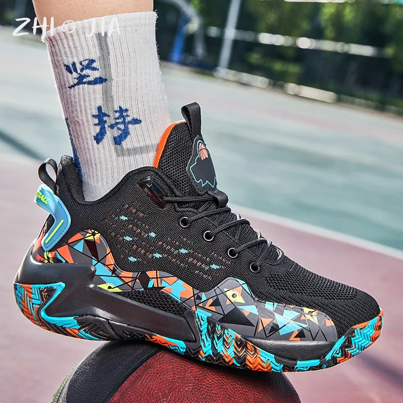 أحذية كرة سلة رجالية مضادة للانزلاق ومقاومة للاهتراء ، حذاء رياضي شبكي يسمح بمرور الهواء ، حذاء كاجوال ، عصري ، خريف ، كبير جدًا