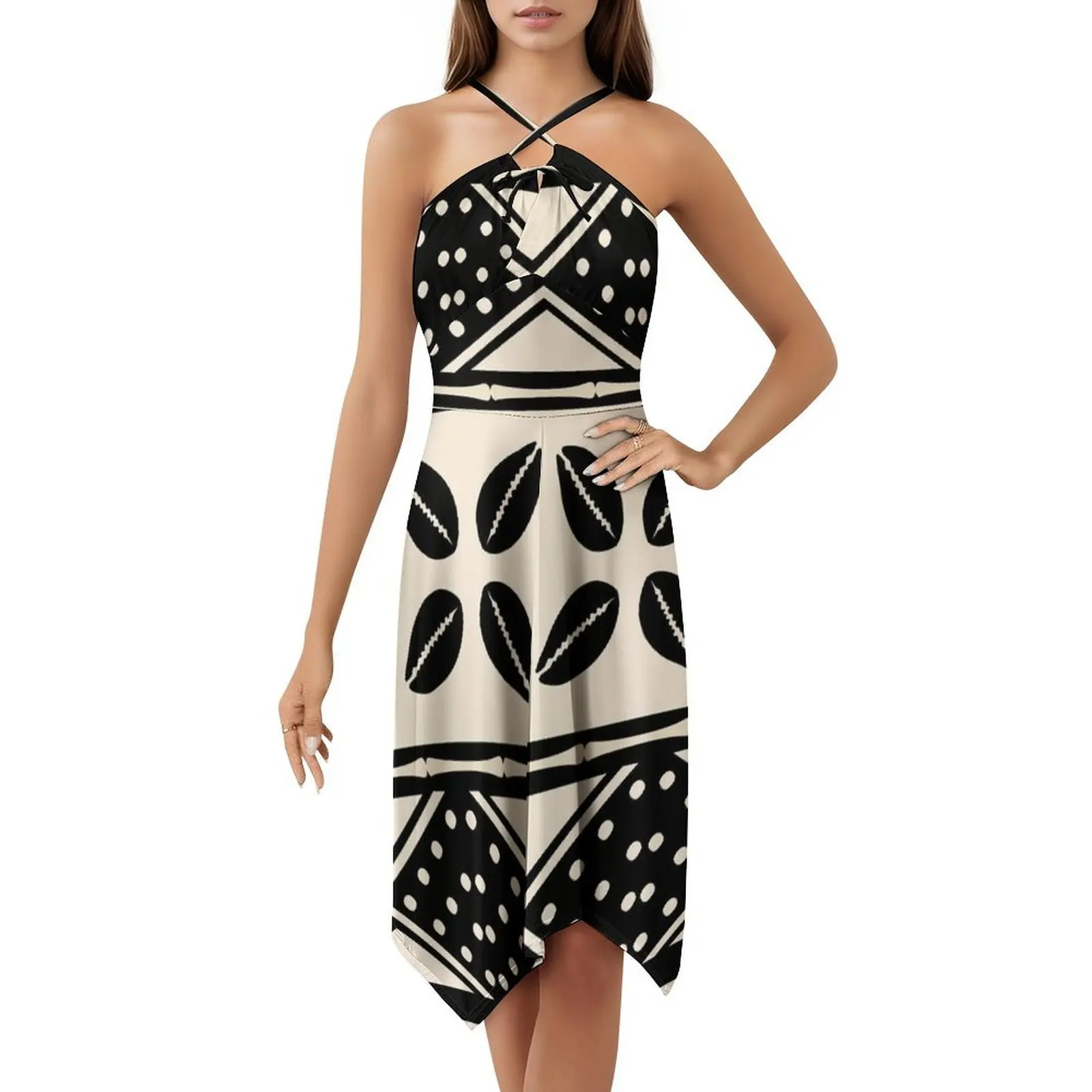 فستان بوهيمي عتيق بنمط قماش الطين التجريدي الأفريقي بأكمام منتفخة أو خيارات بدون أكمام للنساء فستان الفن الأفريقي الأفريقي #5