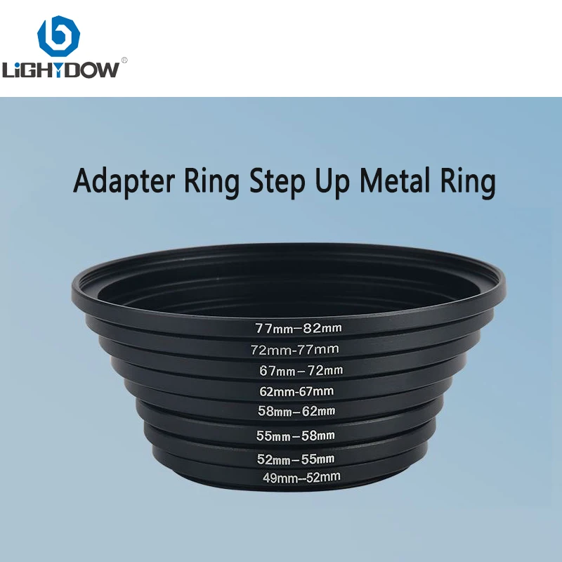 Lightdow Lens Filter Adapter Ring Step Up Metal Ring 49 mm 55 58 62 67 72 77 82 mm for UV ND CPL Camera Lens Hood etc