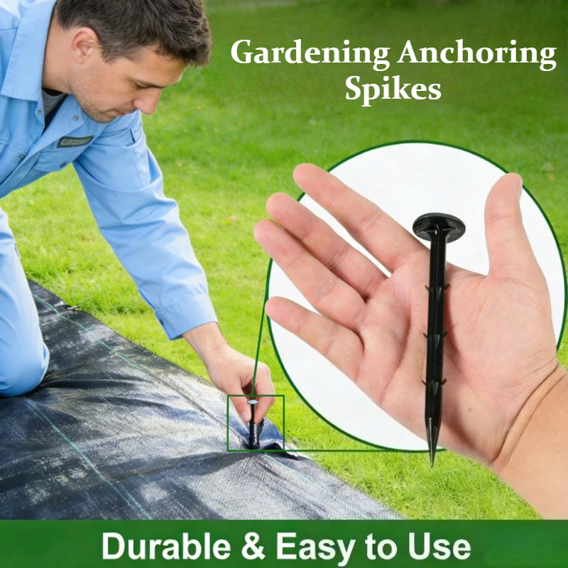 5Pcs Multipurpose Plastic Gardening Anchoring Spikes Ground Stakes for Tents, Nets, Rain Tarps and Greenhouse