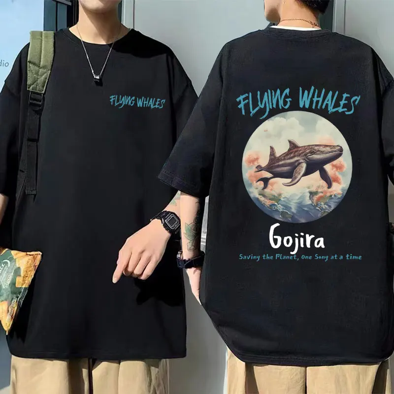 French Rock Metal Band Gojira From Mars To Sirius Flying Whales Album Graphic T-shirt Men's Fashion Oversized Crewneck T Shirts