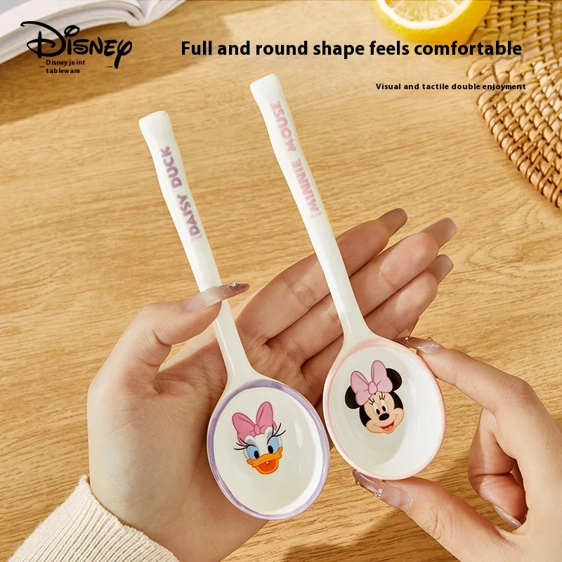 Disney Anime Mickey Mouse High Beauty Long Handle Soup Spoon Ceramic Home Soup Spoon Cute Style Tableware Gifts