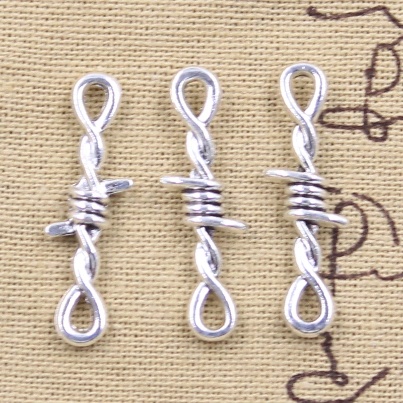 20 piezas dijes de espinas, conector de zarzas de 33x10mm, colgantes de Color plata antigua, accesorios para hacer bricolaje, joyería tibetana hecha a mano