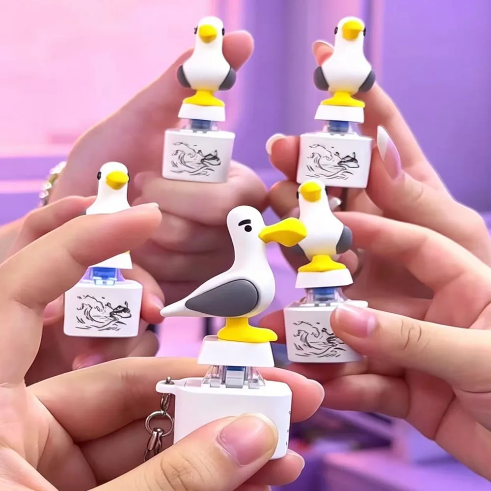 Mine Bird Voice Keys Luminous Electronic Pendant Keyboard Decompression Sound Little Seagull Creative Keychain Model Stress Reli
