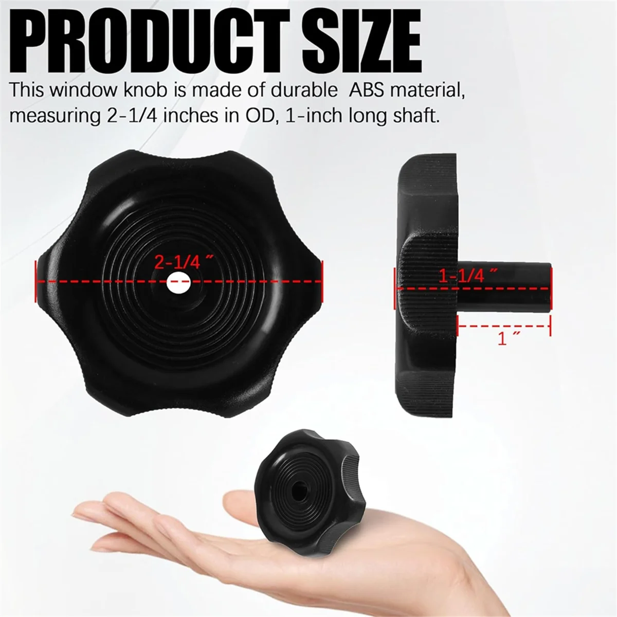 AA98 3 Pack Black 1inch Shaft RV Window and Vent Knob Interior Hardware Window Replacement Trailer Knob RV Window Latch Knob