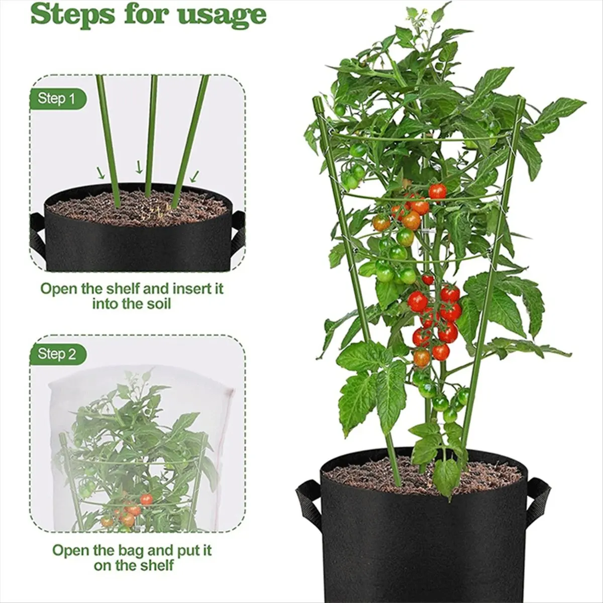 AA83 Adjustable Detachable Tomato Cage, Tomato Plant Support Cages Trellis Garden Sticks/Stakes for Garden