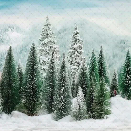 Mehofond Photography Background Winter Christmas Snowy Forest Pine Tree Xmas Kids Family Portrait Decor Backdrop Photo Studio