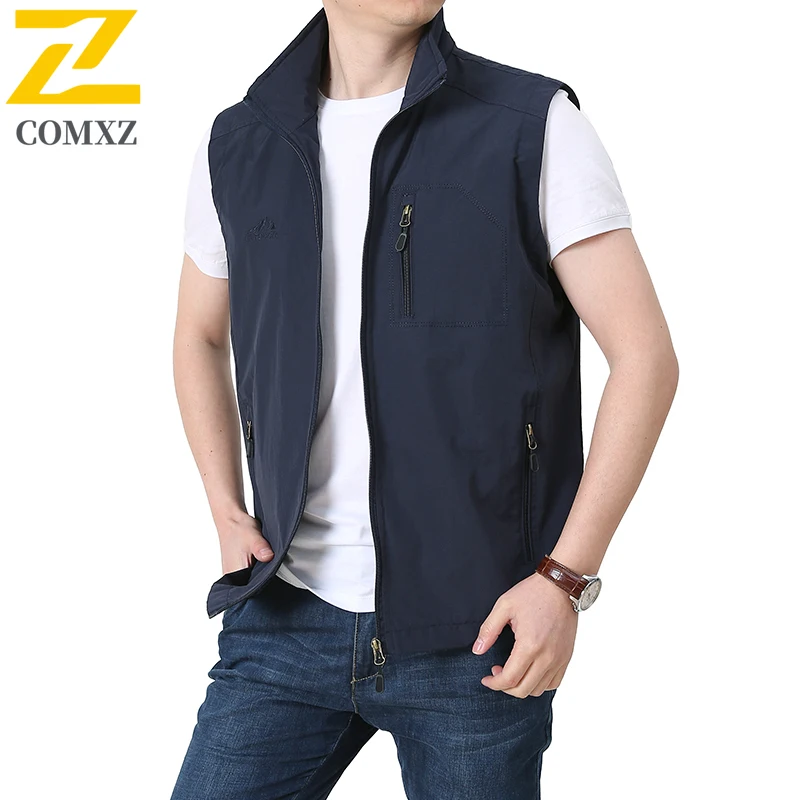 

Men Outdoor Quick-Dry Vest Lightweight Multi-Pocket Sleeveless Vest Casual Waistcoat for Spring Summer Autumn Plus Size Workwear