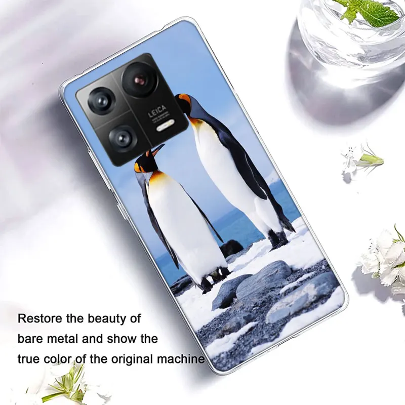 Penguins Love at the North Pole Clear Luxury For Xiaomi Poco X5 X6 Pro X4 F4 GT X3 F6 F5 F3 F2 F1 M5 M4 M3 Mi Note 10 CC9 Pro P