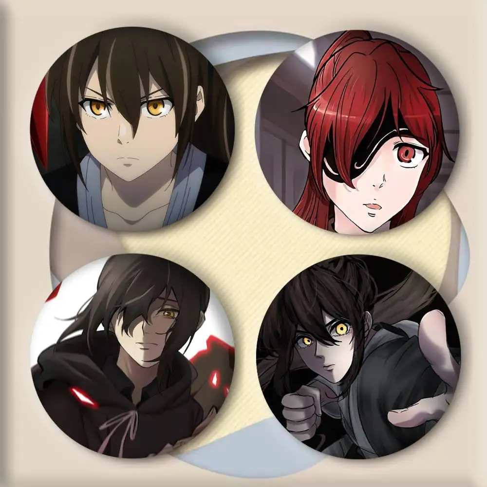 Insignias de Anime T-tower Of G-god, insignia láser redonda de Anime, broche de dibujos animados, ropa, mochila, accesorios, solapa