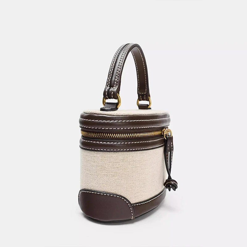 

Elegant Canvas Colorblock Lunch Bag 2026 New Stylish Handbag Multiway Tote Shoulder Crossbody Portable Makeup Cosmetic Purse