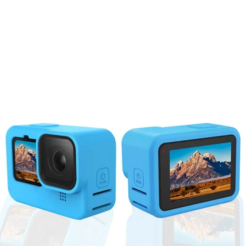 Funda de silicona suave para GoPro 9, carcasa protectora para marco de cámara, correa de muñeca, cubierta de lente de pantalla, accesorios