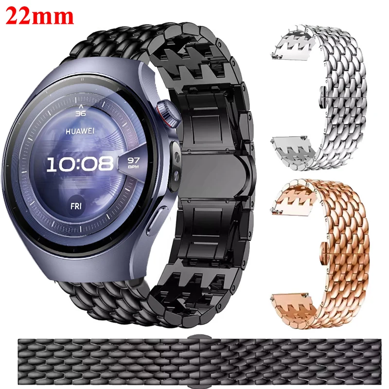 Ремешок из нержавеющей стали 22 мм для Huawei Watch 5, 46 мм, металлический ремешок для Huawei Watch 4 3Pro GT2 3 4 5 5Pro 46 мм/Honor 4Pro GSPro GS4 3